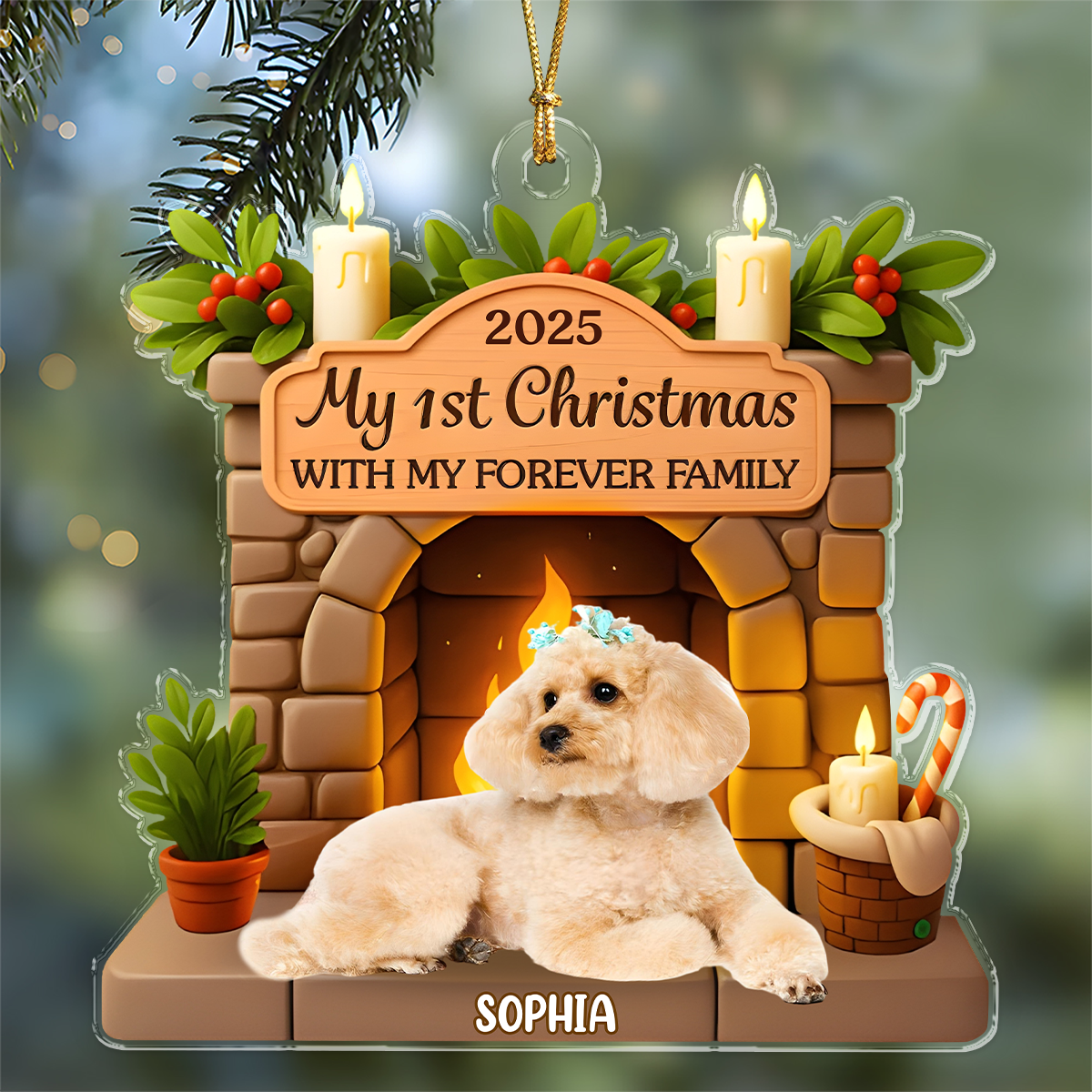 Custom Photo Dog First Christmas Acrylic Ornament For Dog Lovers HA75 897888