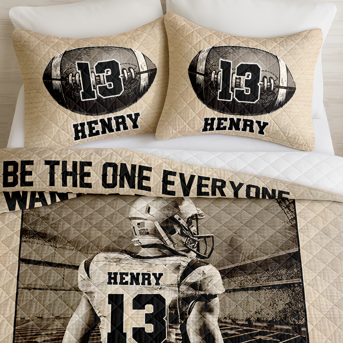 Personalized American Football Player Quilt Bedding Set - Be The One Everyone Wants To Watch CH07 899712
