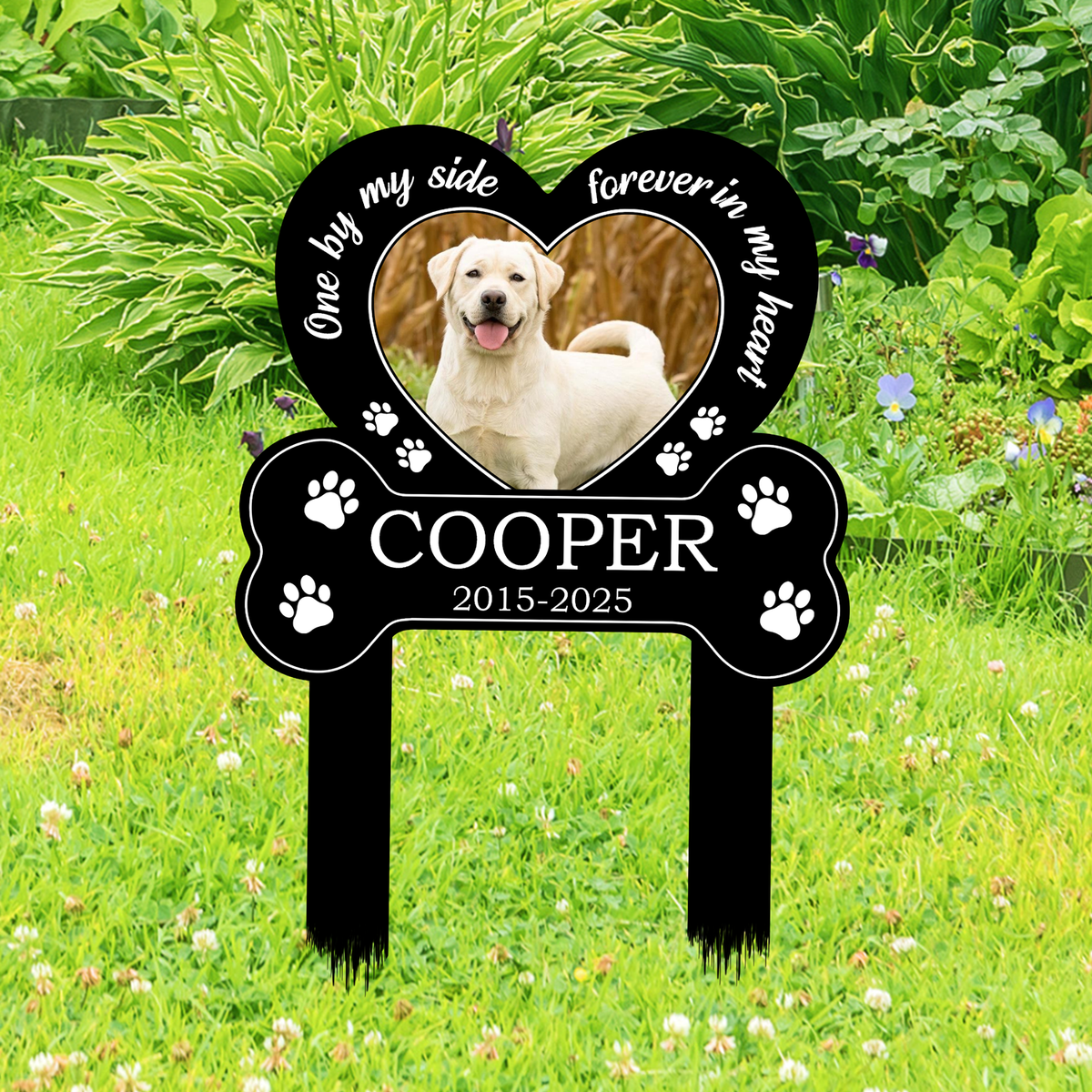 You Left Paw Prints on My Heart Custom Dog Photo Memorial Garden Stake CH07 911140