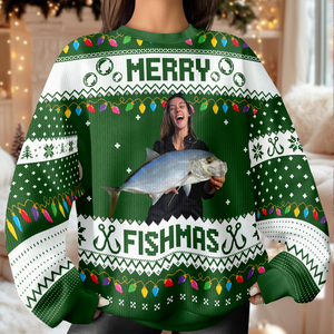 Custom Photo Merry Fishmas Ugly Sweater For Fishing Lovers HO82 900424