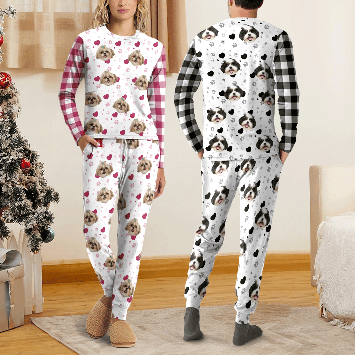 Custom Dog Photo Plaid Sleepwear Christmas Gift For Dog Lovers CH07 899646