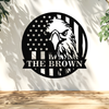 Custom Family Name US Flag With American Eagle Monogram Metal Sign LM32 897899