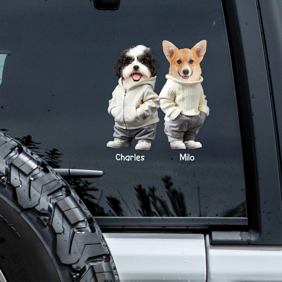 Custom Face Cute Dog Car Window Decal Sticker For Dog Dad Dog Mom CH07 895500