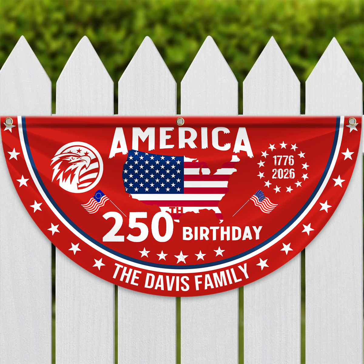 Custom Name America 250th Anniversary Non-Pleated Fan Flag CH07 910546