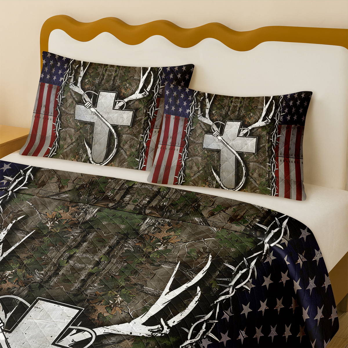Custom Photo Deer Hunting Quilt Bedding Set For Hunting Lovers LM32 897287