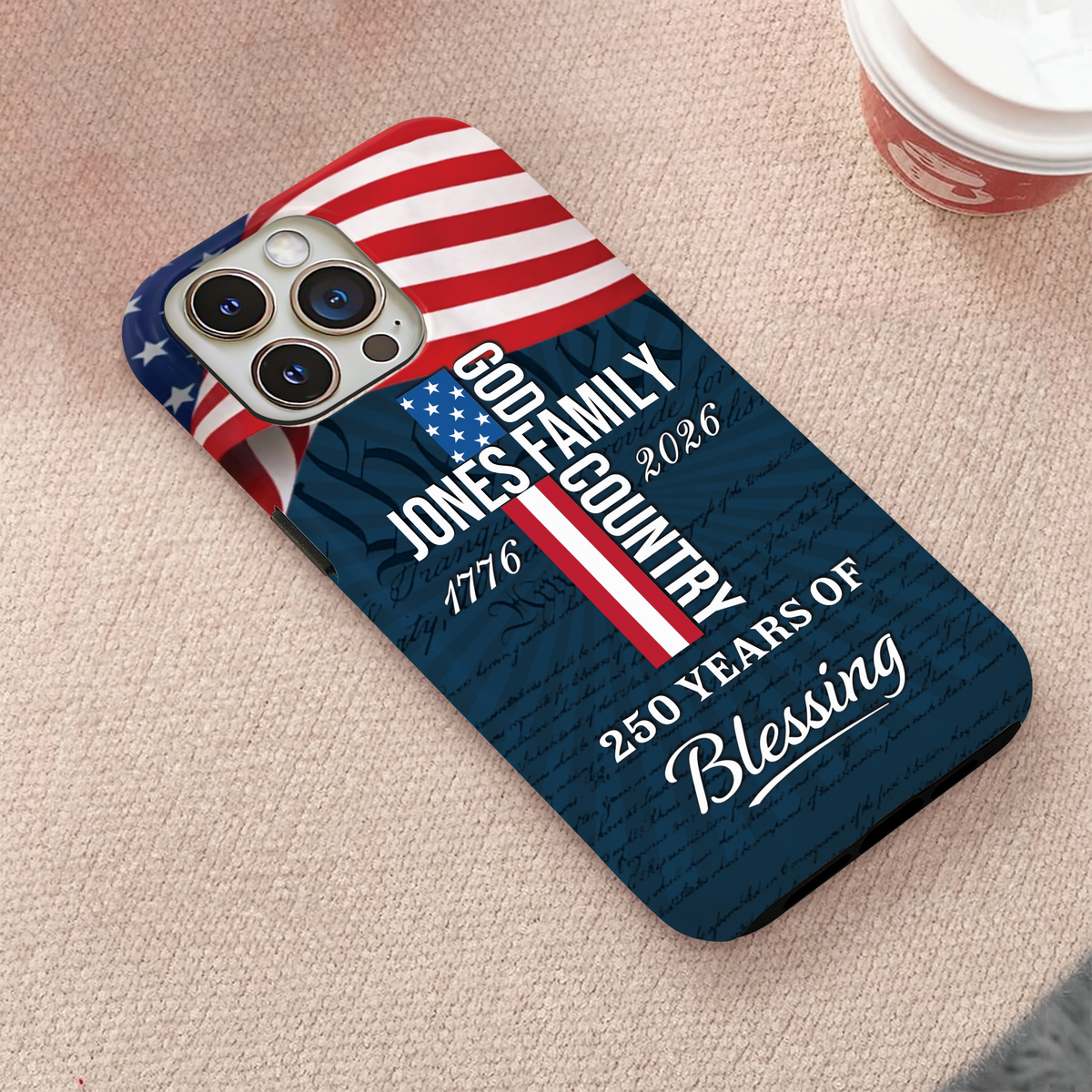 Custom Family Name Patriotic American, 250 Years of Blessing God Phone Case LM32 899021