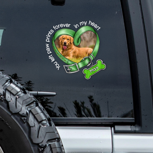 Custom Photo You Left Paw Prints In My Heart Dog Memorial Car Window Decal Sticker CH07 910338