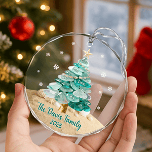 Custom Family Name Sea Glass Family Tree Glass Ornament CH07 899866