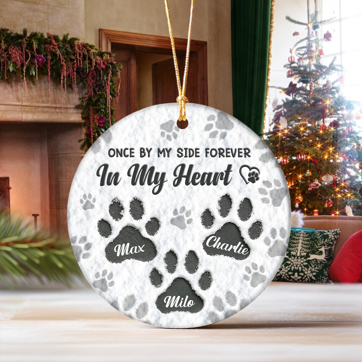 You Left Paw Prints On My Heart Personalized Ceramic Ornament For Dog Lovers HA75 897858