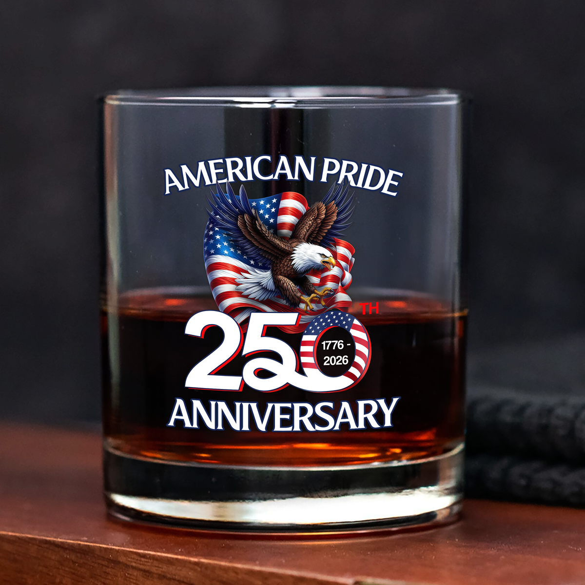 American Pride Patriotic 250th Anniversary Eagle 1776–2026 Whiskey Glass HA75 920264
