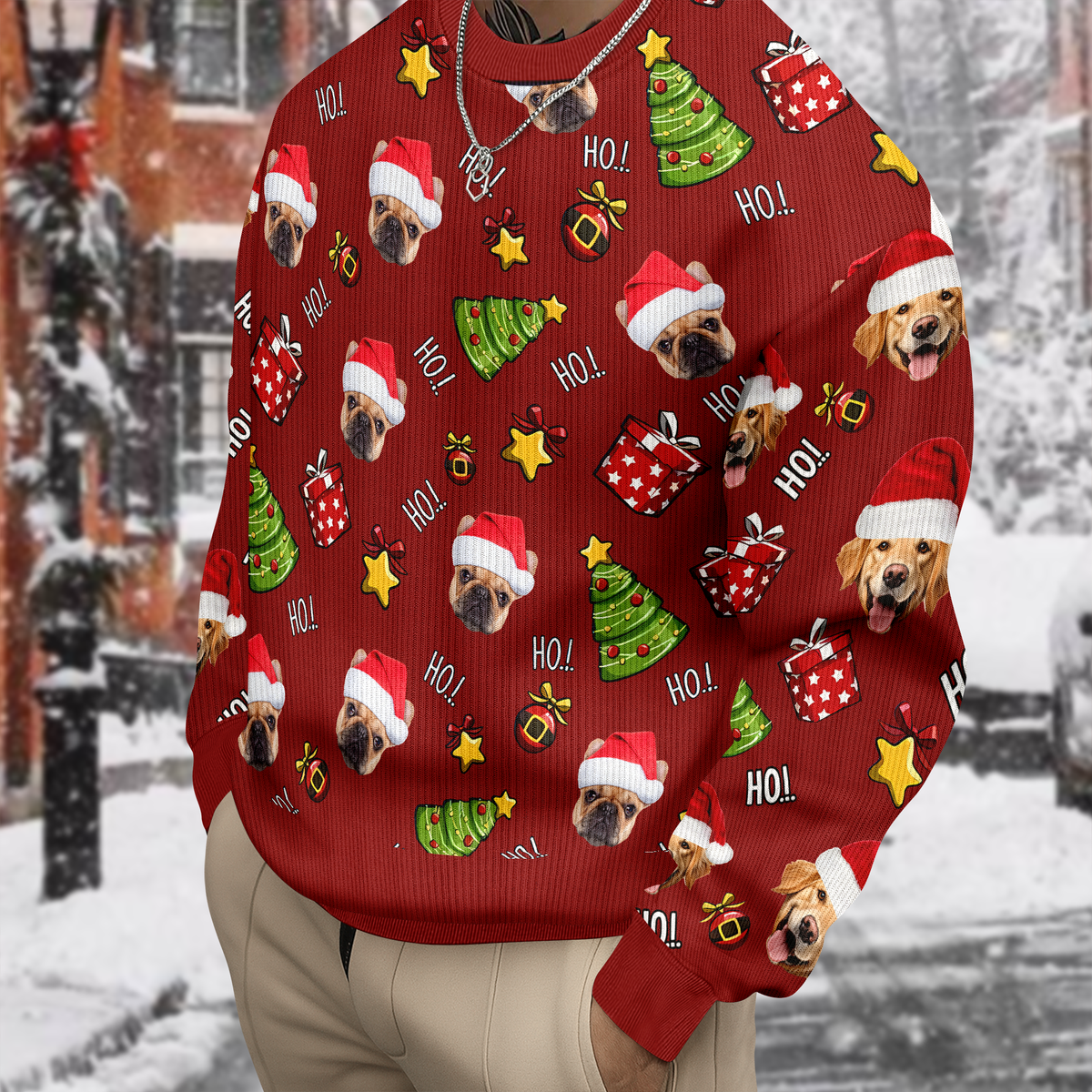 Custom Pet Photo Ho Ho Ho Ugly Sweater Funny Christmas Gift For Pet Lovers CH07 899298