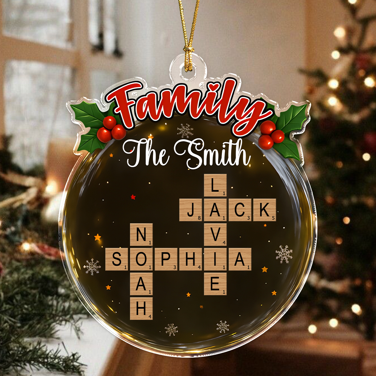 Personalized Crossword Style Family Keepsake Acrylic Ornament Christmas Gift HA75 897690