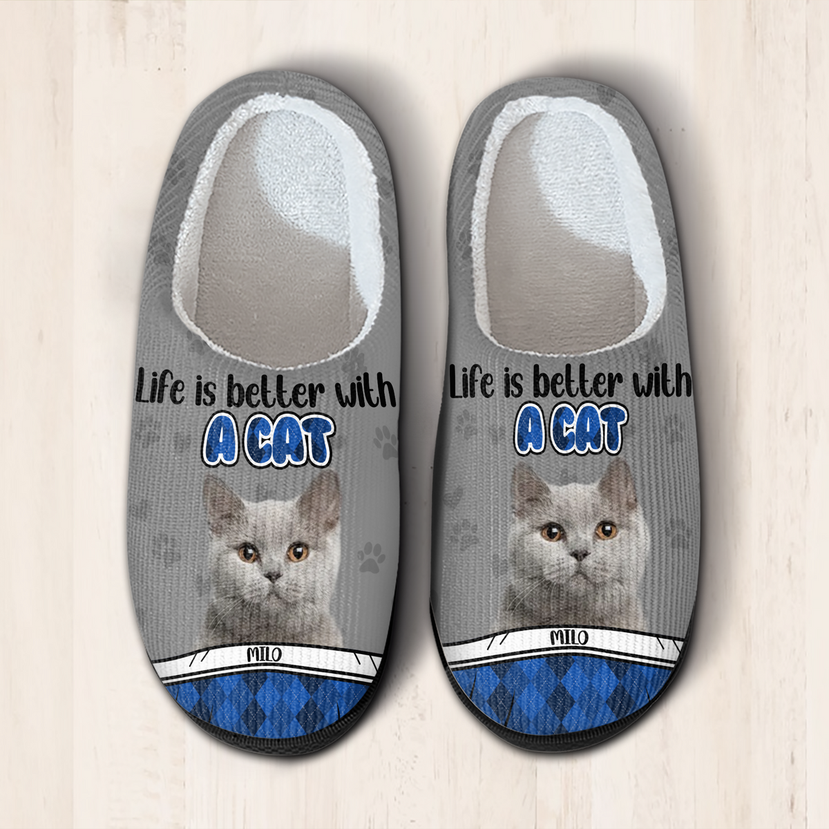 Custom Photo Life Is Better With A Cat Slipper TH10 896253