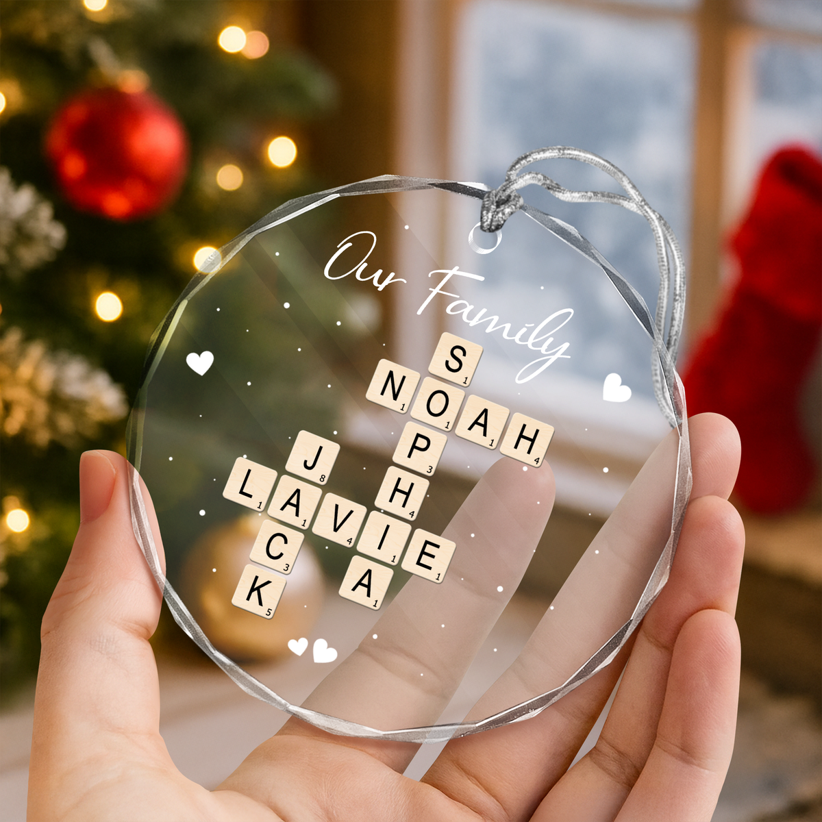 Personalized Our Grandkids Crossword Puzzle Art Glass Ornament HA75 897696