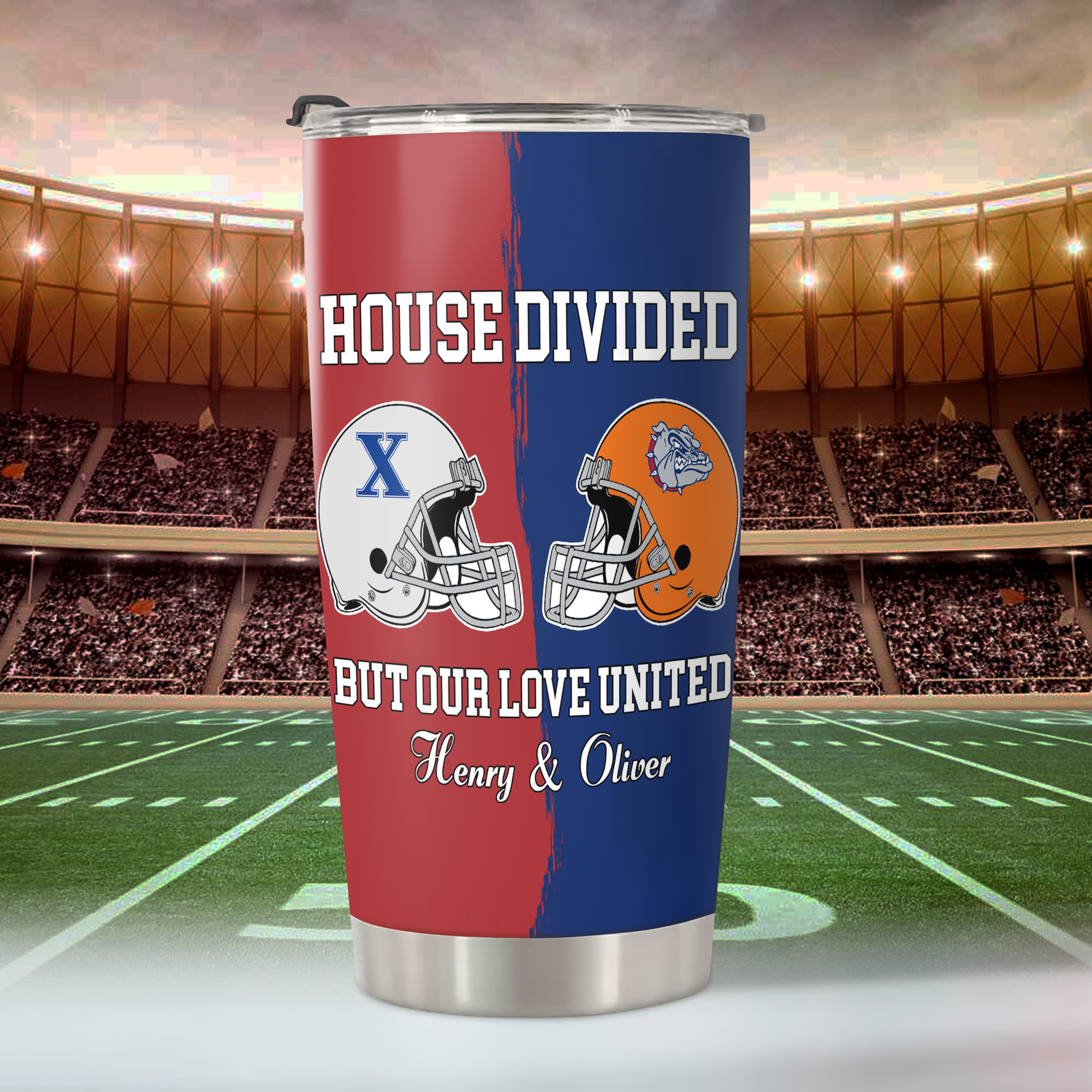 Custom Name House Divided But Our Love United Fat Tumbler, Gift For Sports Fan Couples LM32 897839