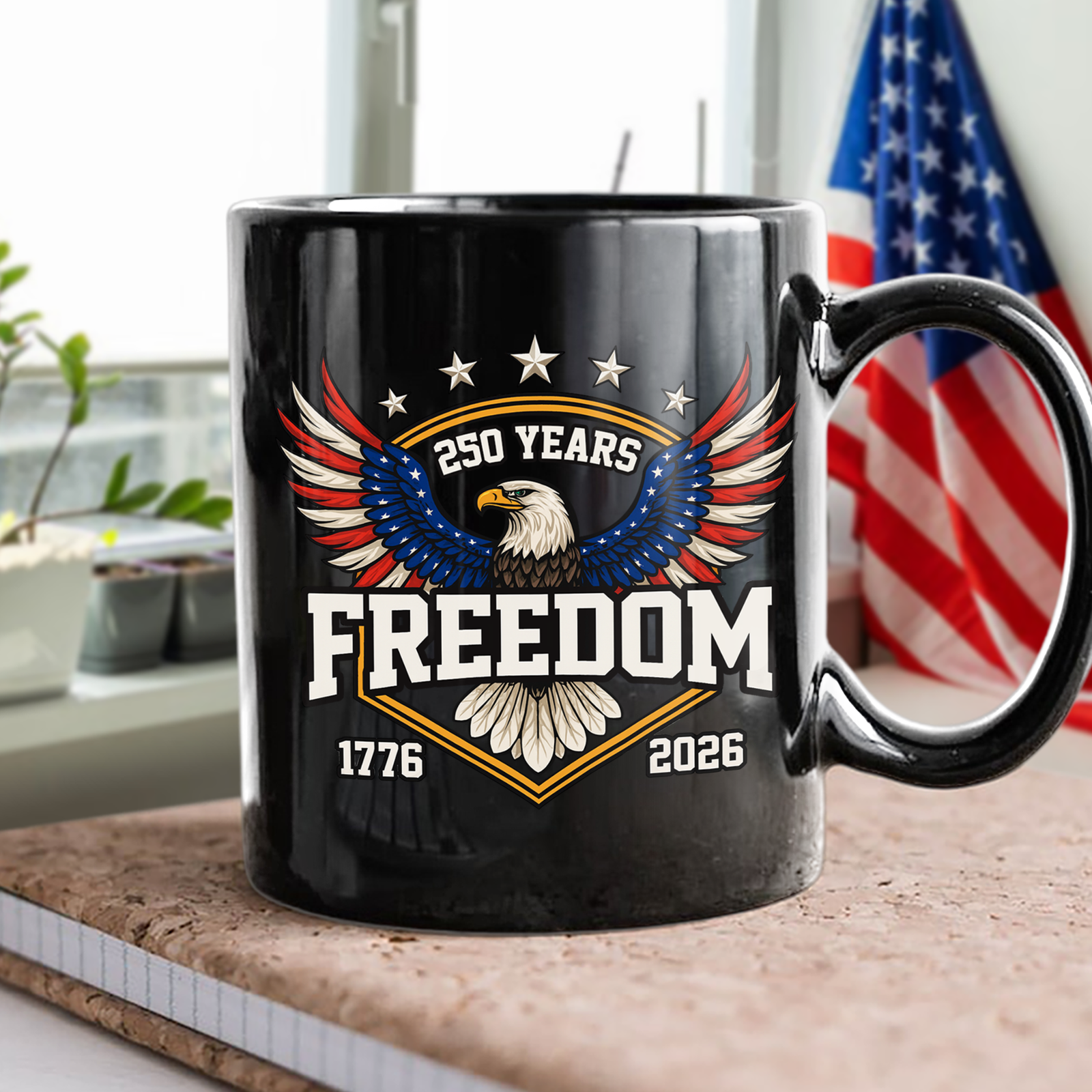 America 250 Years of Freedom 1776–2026 Anniversary Black Mug HA75 898806