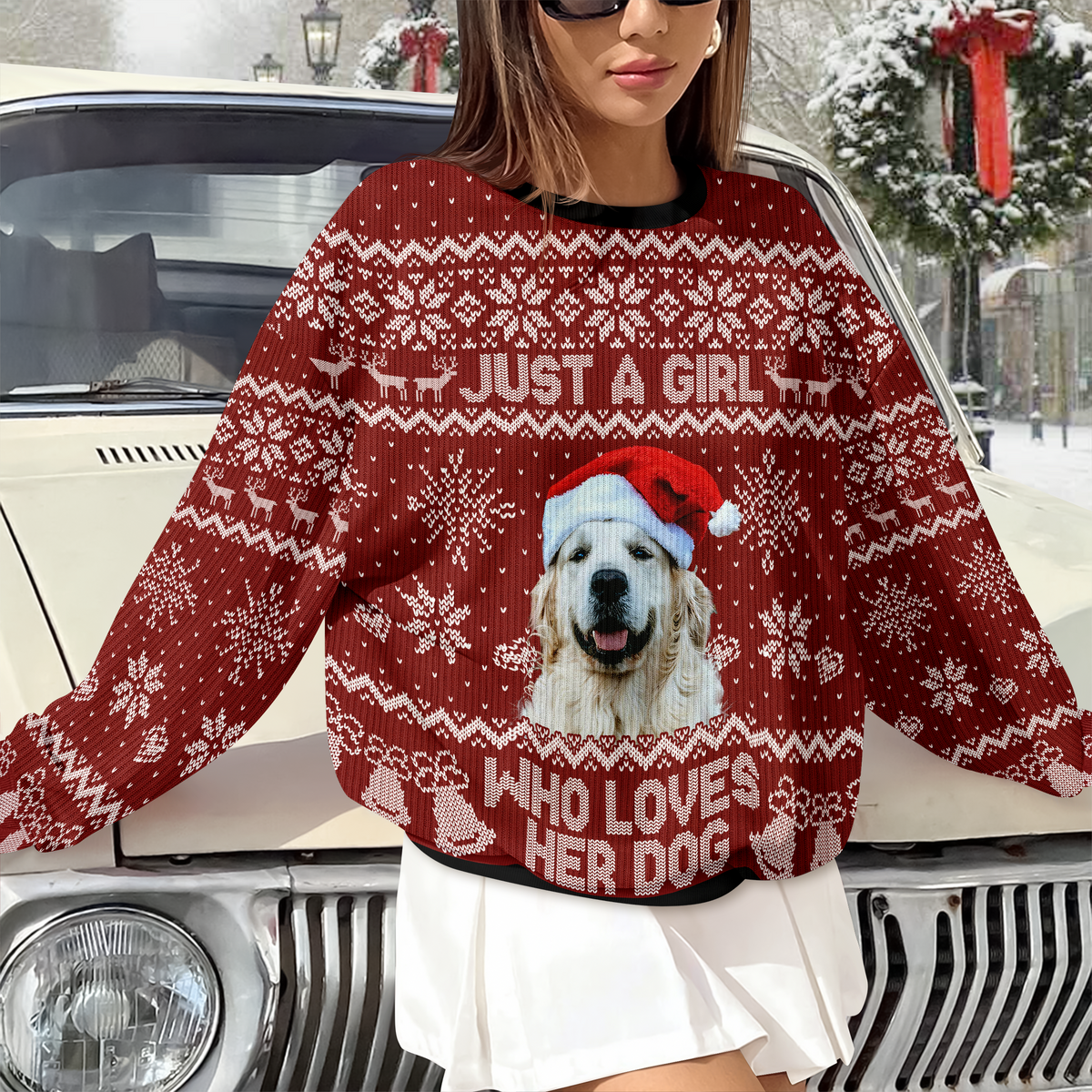 Custom Photo Just A Girl Who Loves Her Dog Ugly Sweater For Christmas TH10 896277