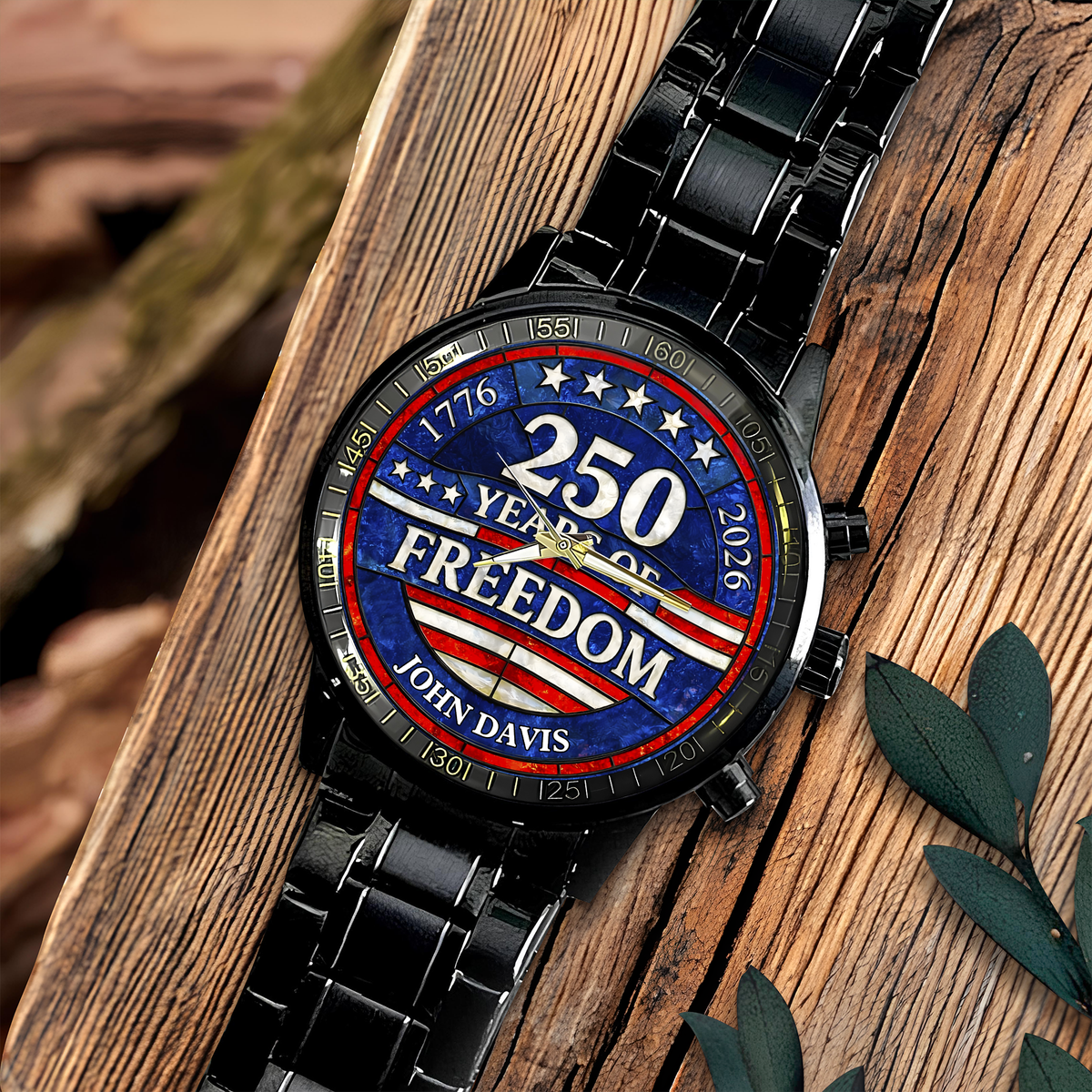 Custom Name 250 Years Of Freedom 1776-2026 4th Of July Men's Wrist Watch HO82 901554