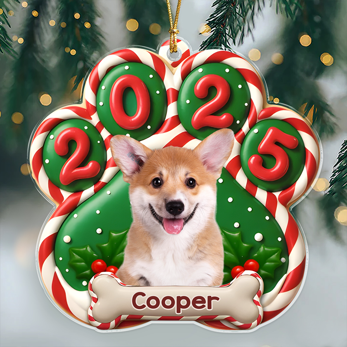 Custom Dog Photo Paw Christmas Acrylic Ornament For Dog Lovers HA75 897948