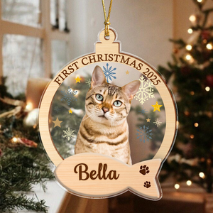 Custom Photo Cat First Christmas Wood And Acrylic Ornament HA75 897838