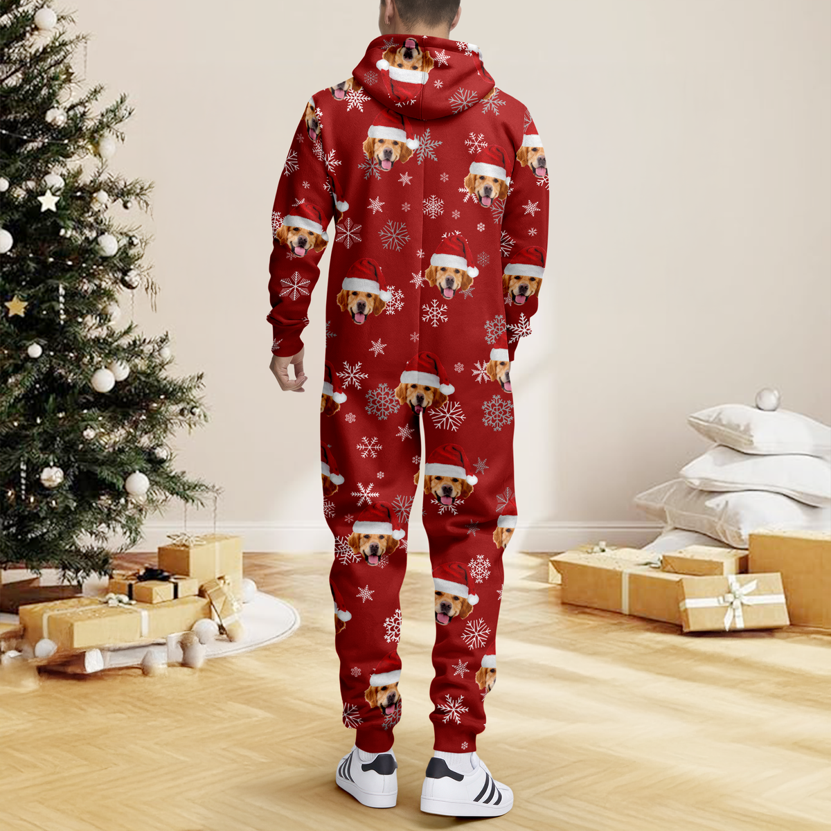 Custom Dog Photo Santa Christmas Onesie Pajamas CH07 899306