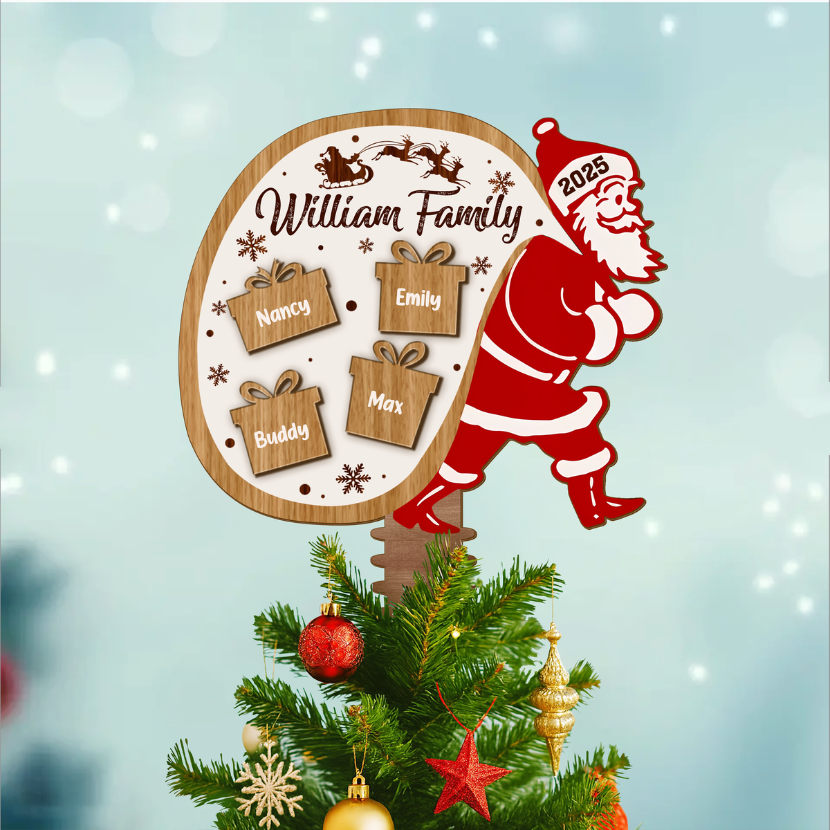 Custom Family Name Santa Claus Personalized Family Christmas Tree Topper CH07 899068