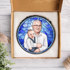 Custom Potrait Photo Grandparents With Kid Family Stained Glass Suncatcher, Mother's Day Gift LM32 899257