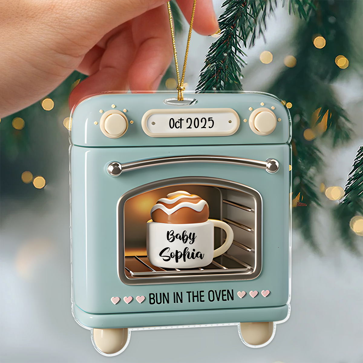 Custom Baby Name Bun In The Oven Acrylic Ornament TH10 896763