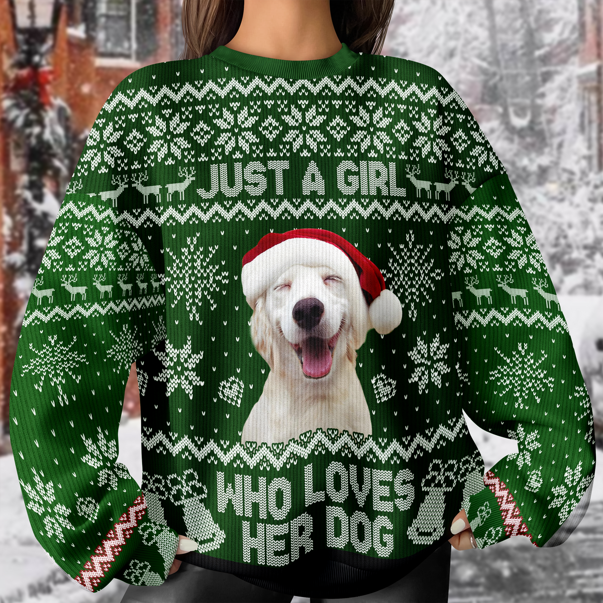 Custom Photo Just A Girl Who Loves Her Dog Ugly Sweater For Christmas TH10 896277