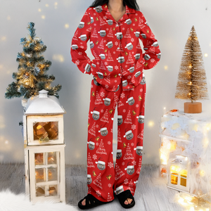Custom Cat Photo We Wish You A Merry Christmas Pajamas TH10 896281