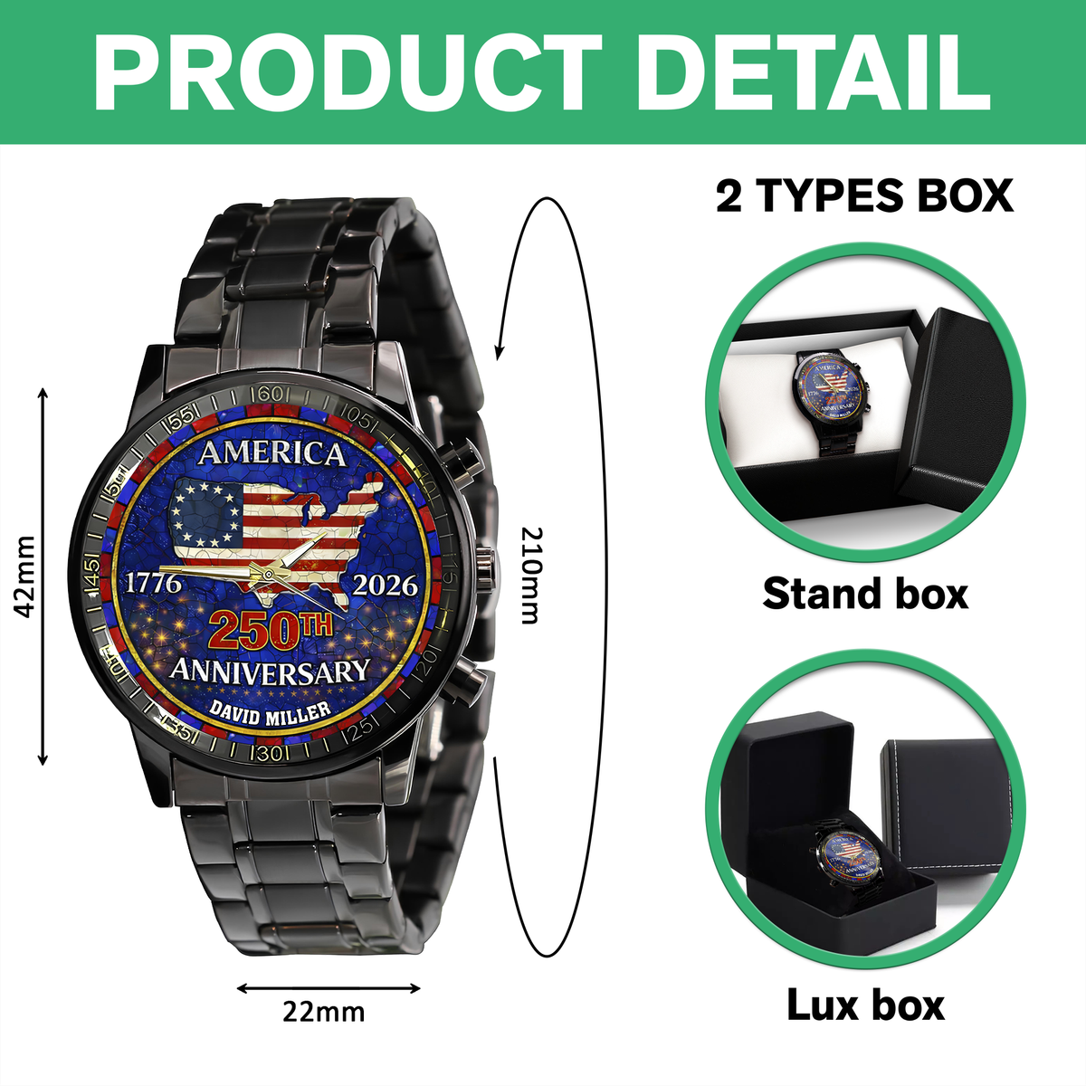 Personalized Name America 250th Anniversary Men's Wrist Watch HO82 901556