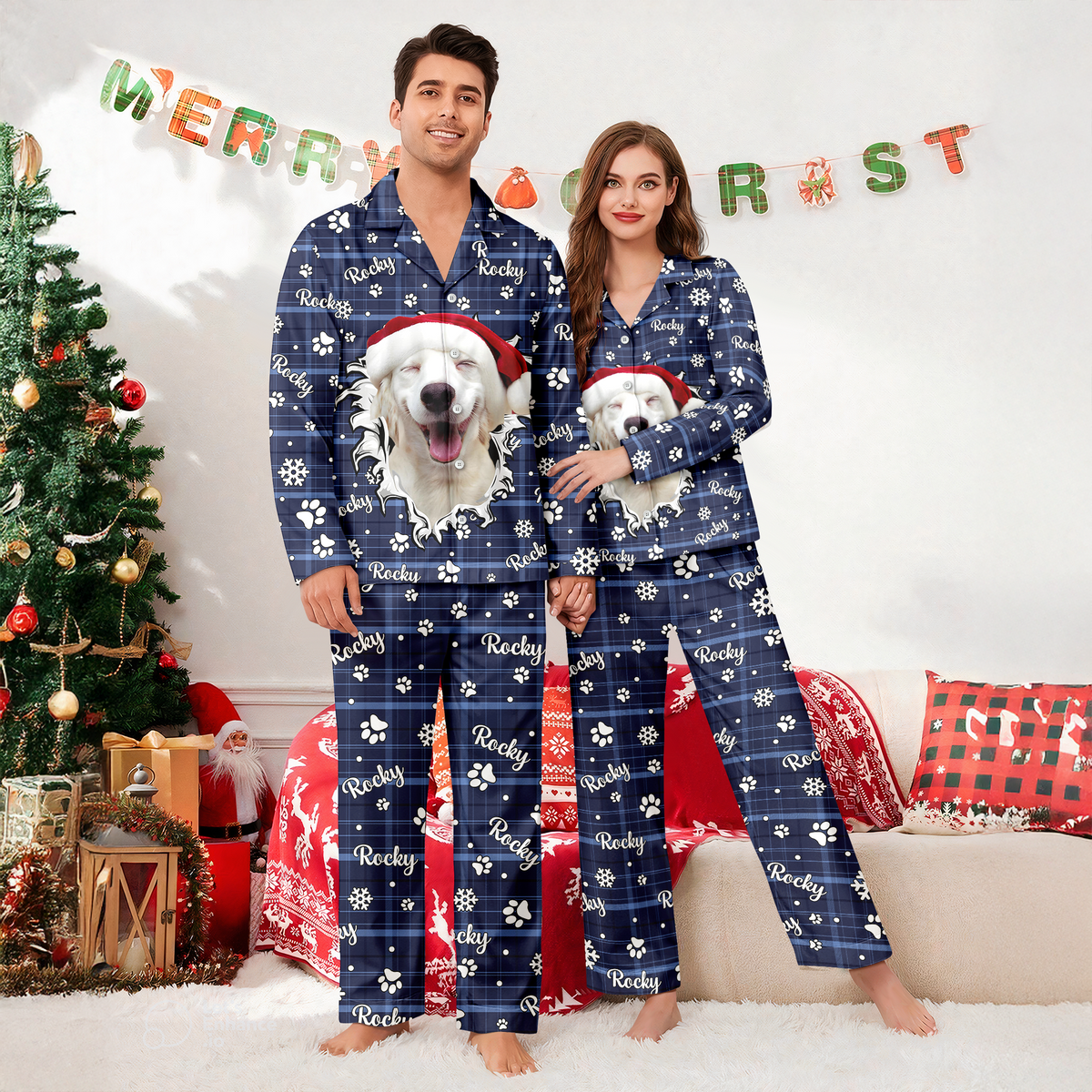 Custom Puppy Photo Funny Christmas Pajamas Gift For Dog Mom Dog Dad CH07 896520