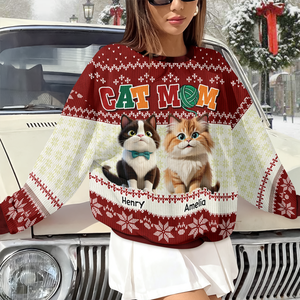 Cat Mom Cat Dad Funny Cat Personalized Ugly Sweater For Cat Lovers LM32 895971
