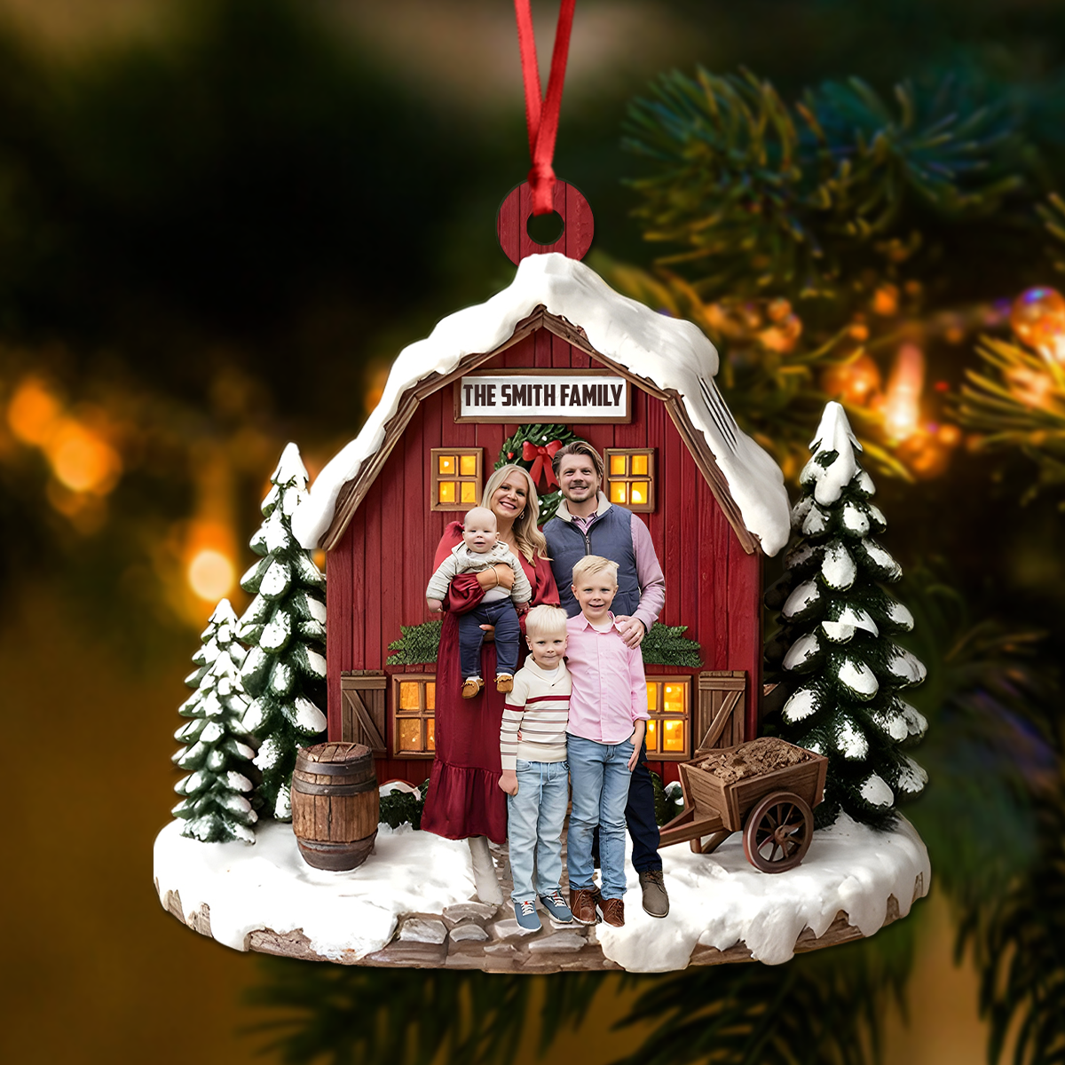 Custom Family Photo Christmas Personalized Wood Ornament HA75 897556