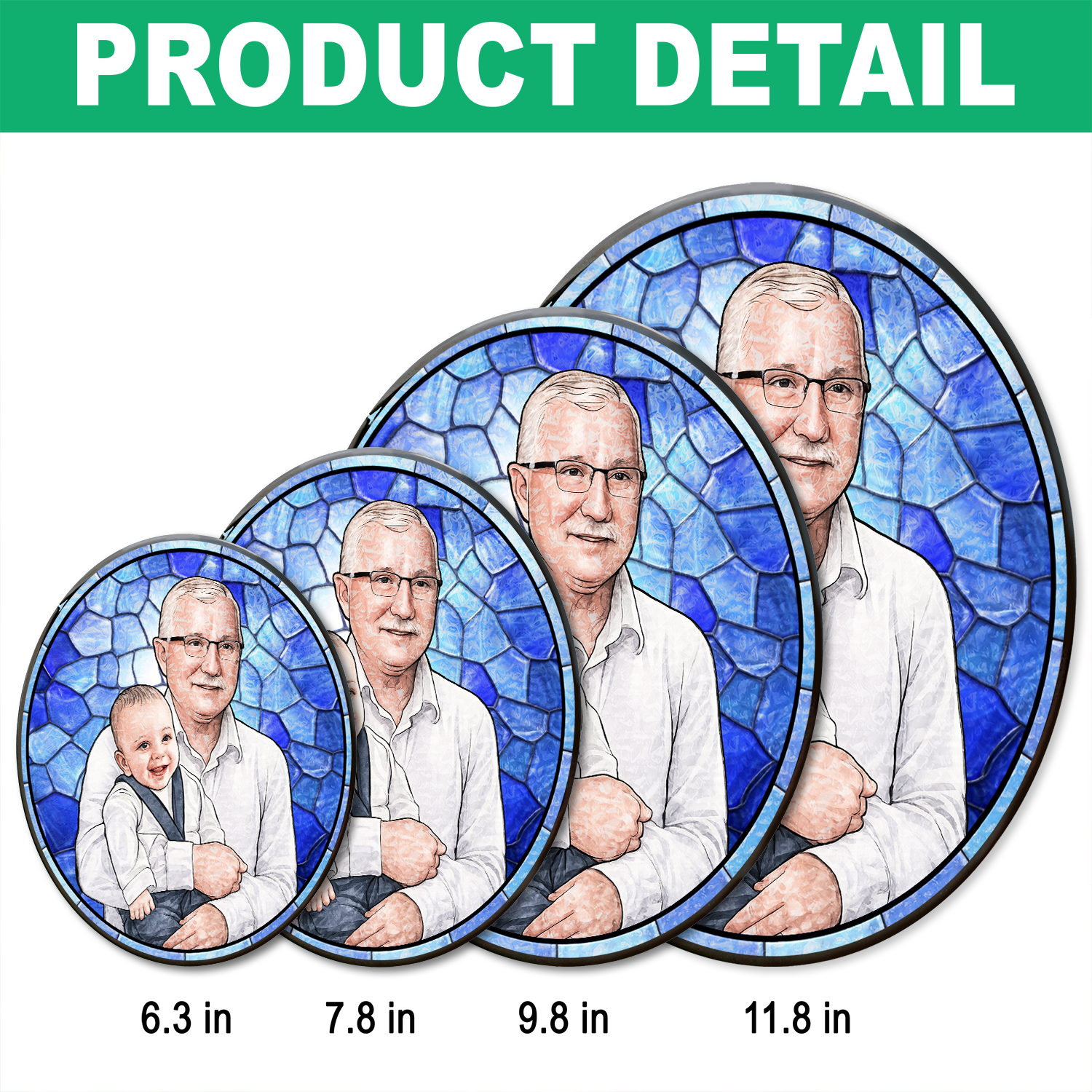Custom Potrait Photo Grandparents With Kid Family Stained Glass Suncatcher, Mother's Day Gift LM32 899257