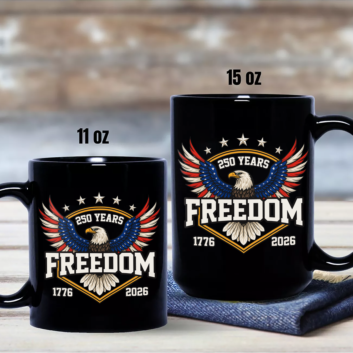 America 250 Years of Freedom 1776–2026 Anniversary Black Mug HA75 898806
