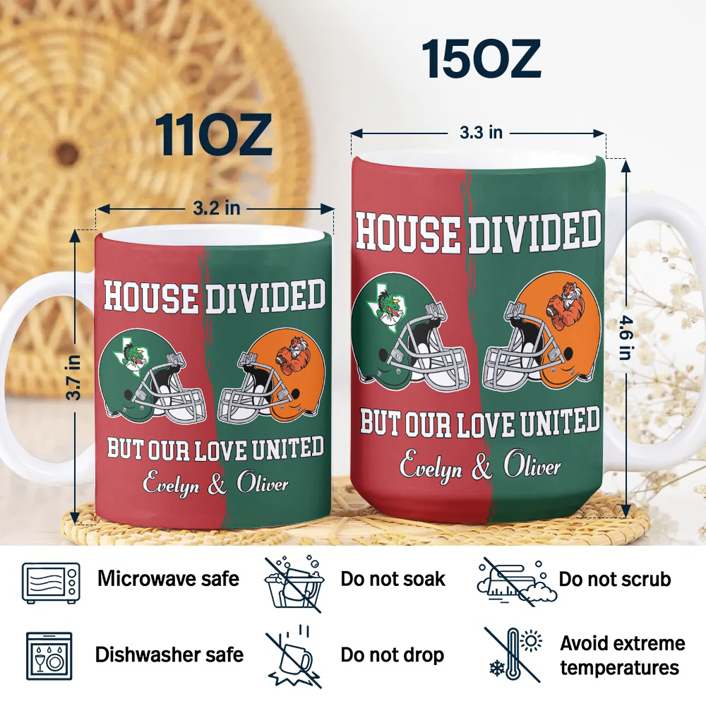Custom Name Super Bowl House Divided But Our Love United Mug, Gift For Sports Fan Couples LM32 897837