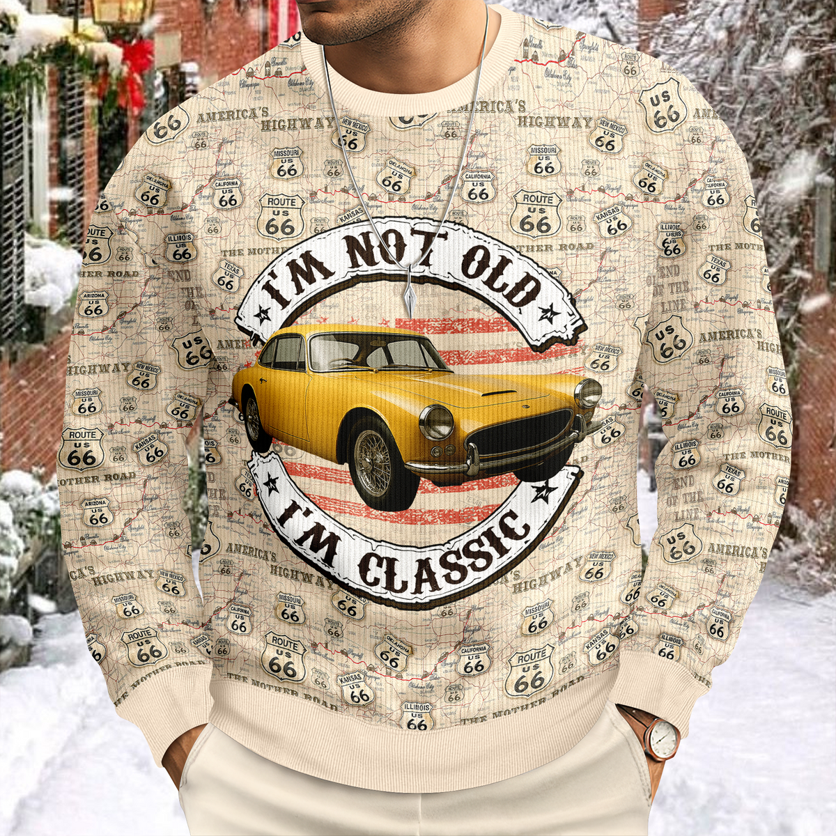 This Is How I Roll - Custom Car Photo Route 66 Ugly Sweater CH07 899710