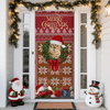 Custom Cat Photo In Wreath Christmas Door Cover Gift For Cat Lovers HO82 900318