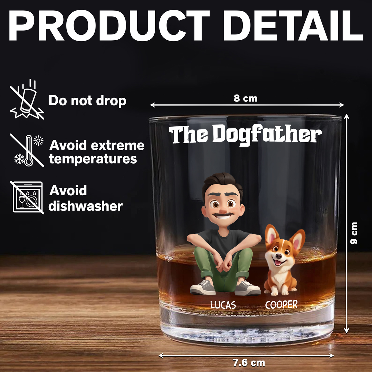 The Dogfather For Dog Lover Print Whiskey Glass TH10 896469