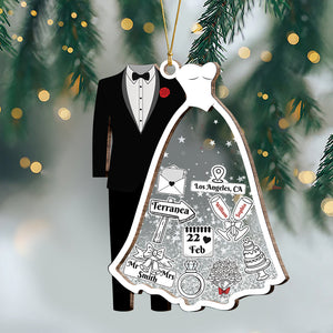 First Christmas Married Personalized Wedding Wood & Acrylic Ornament Christmas Gift CH07 899404