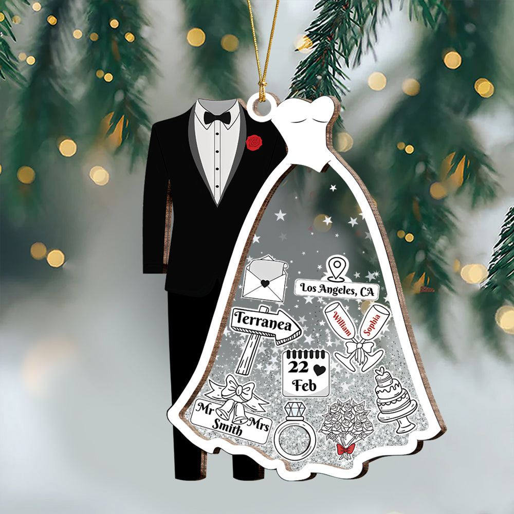 First Christmas Married Personalized Wedding Wood & Acrylic Ornament Christmas Gift CH07 899404