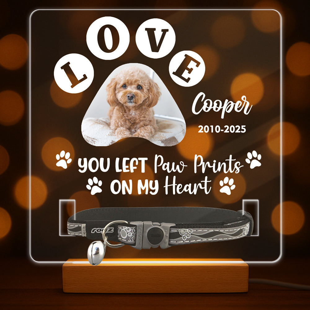 Custom Photo You Left Paw Prints On Our Hearts Memorial Acrylic Collar Frame CH07 896074