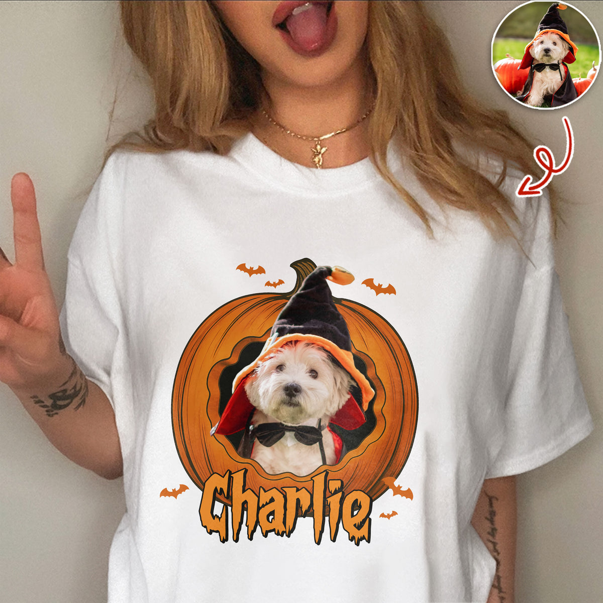 Custom Dog Cat Photo Halloween Pumpkin Comfort Shirt HO82 894926