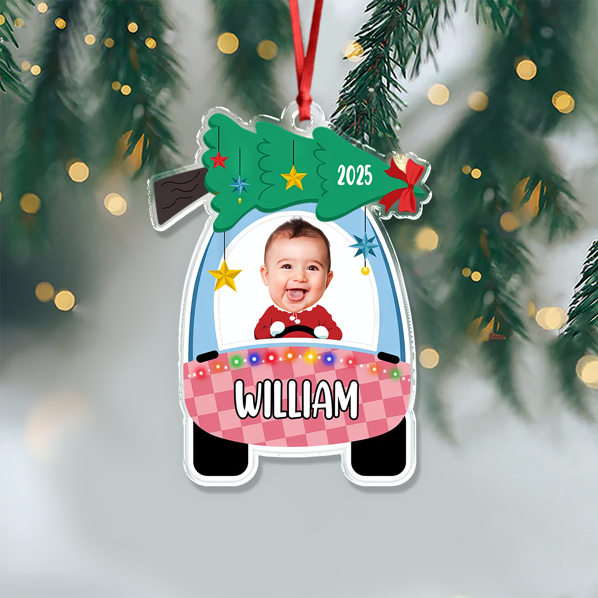 Custom Photo Cute Baby First Christmas Car Acrylic Ornament HO82 894646