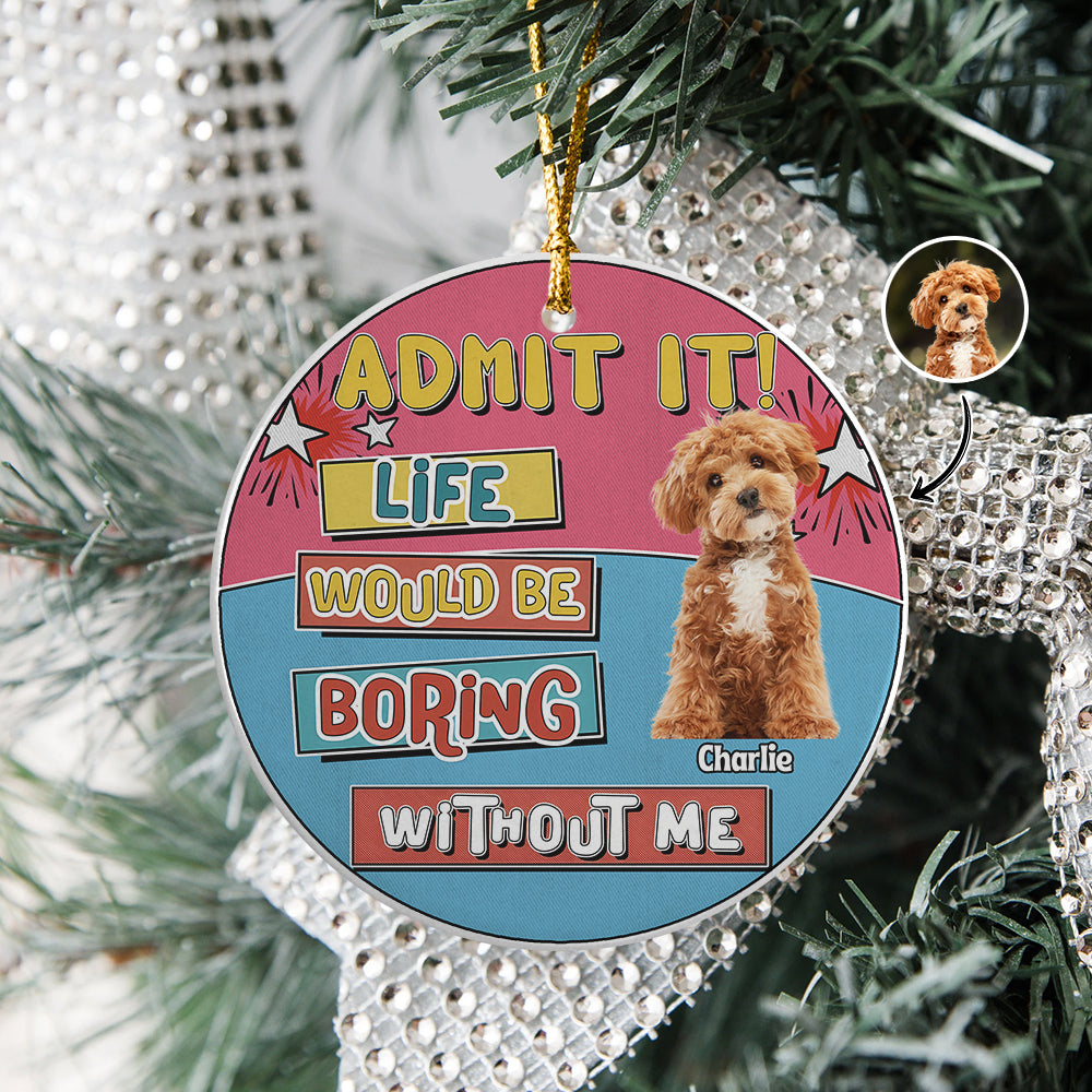 Custom Photo Admit It Life Would Be Boring Without Me Christmas Ceramic Ornament For Dog Lovers TH10 894737