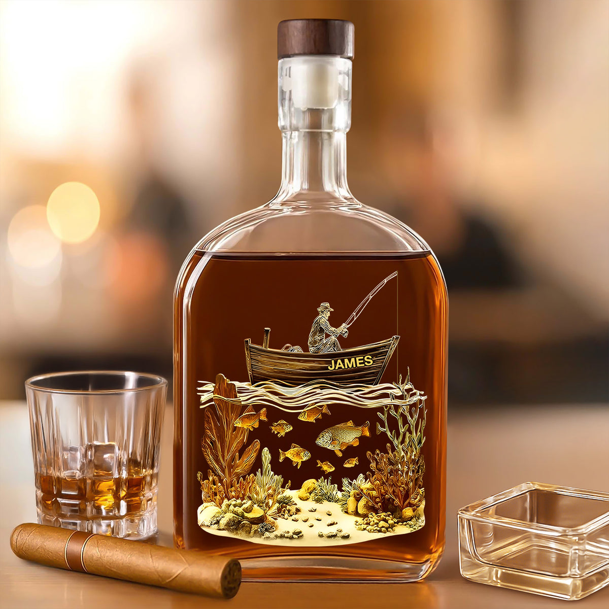 Personalized Fishing Whiskey Bottle Gift For Fisherman, Fishing Lovers HO82 900880
