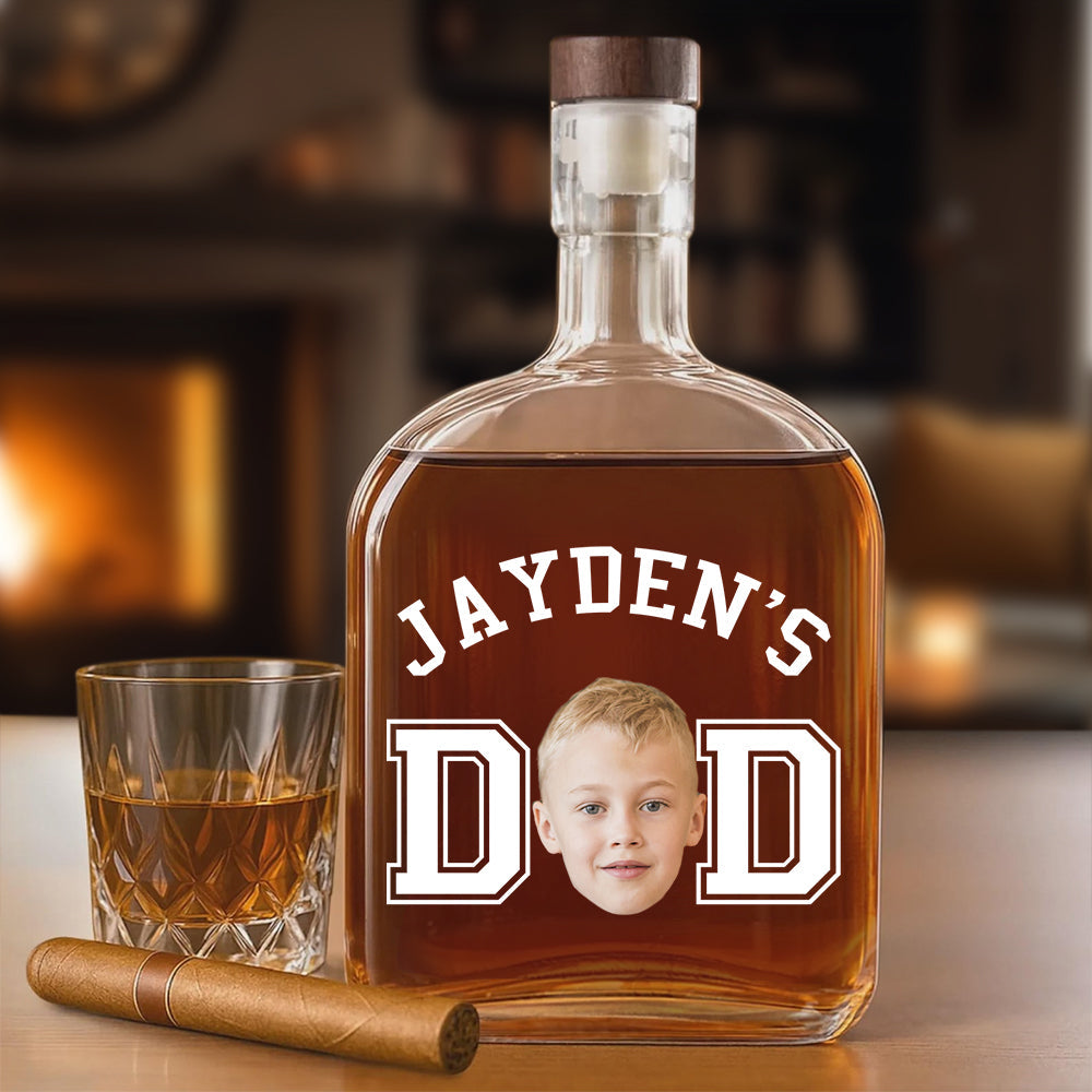 Custom Kid Photo Dad Whiskey Bottle Dad Gift CH07 895998