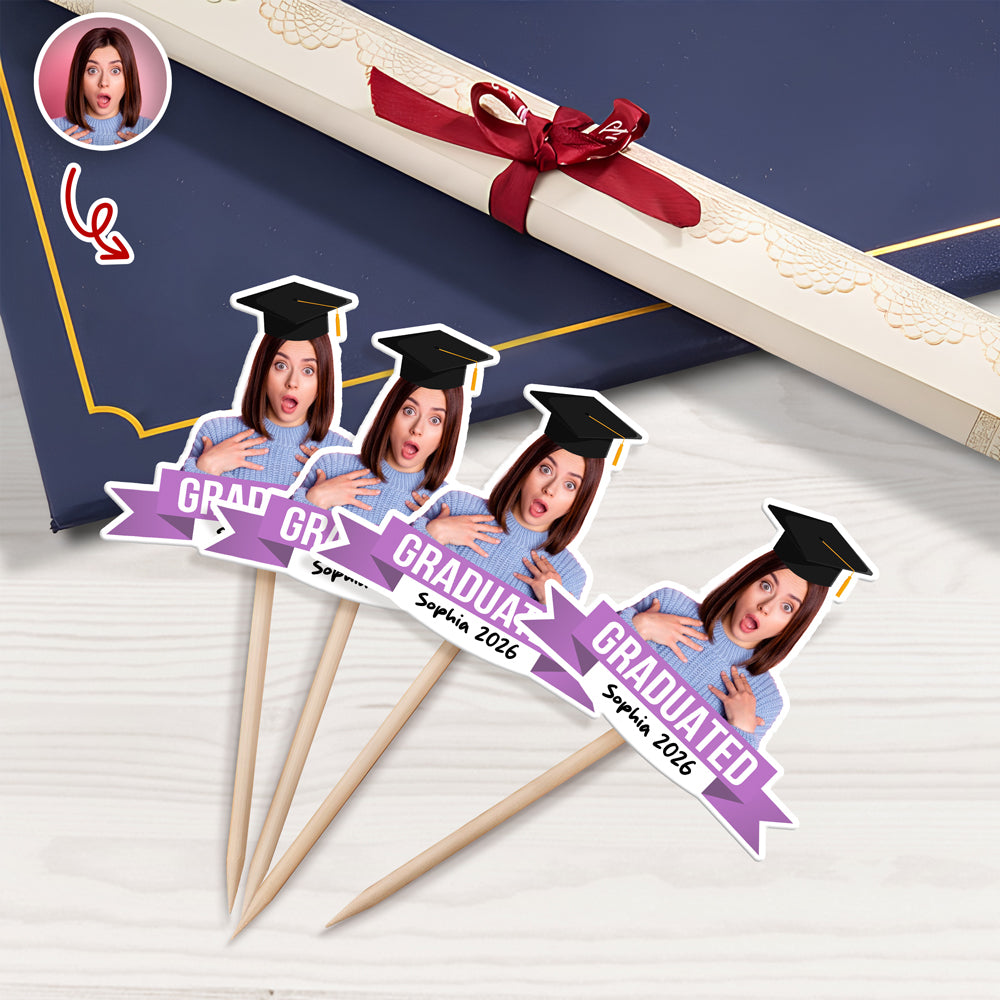 Custom Graduation Face Photo Graduated Class Of 2026 Cupcake Topper HO82 901718