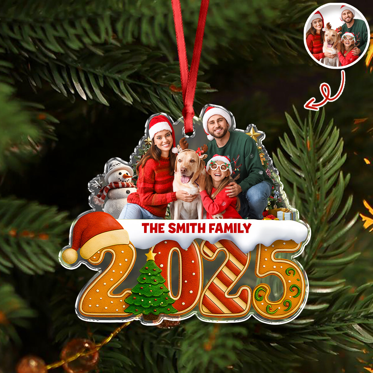 Custom Family Christmas Cake Crew Photo - Personalized Acrylic Ornament CH07 899702